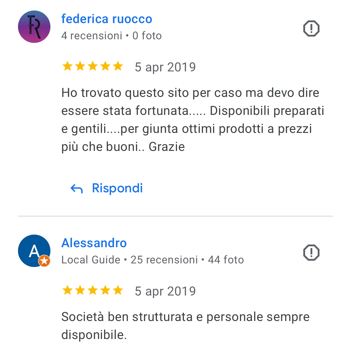 Recensioni Google: federica ruocco e Alessandro